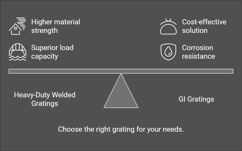 differences between heavy-duty welded gratings and GI gratings infogRAPHIC