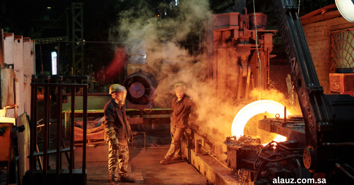 workers in metal fabrication plant