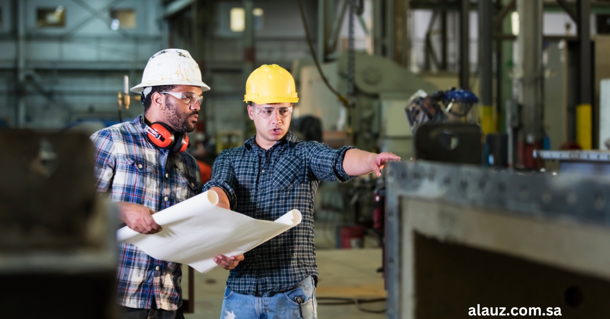 workers working in metal fabrication plant